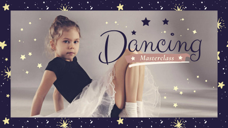 Cute Little Ballerina Girl FB event cover Design Template