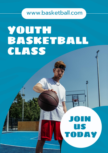 Youth Basketball Classes Invitation Poster – шаблон для дизайна