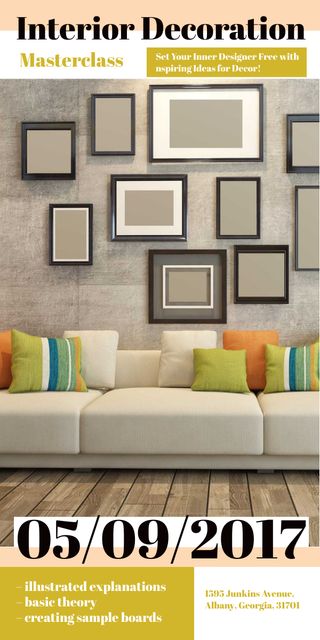 Interior decoration masterclass with Sofa in room Graphic Tasarım Şablonu