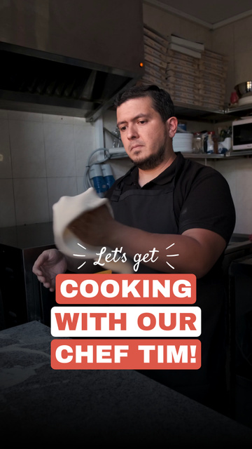 Designvorlage Cooking Pizza With Chef In Fast Restaurant für TikTok Video