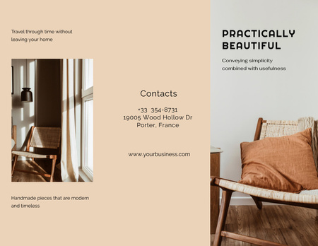Stylish Wooden Interior Decoration Brochure 8.5x11in Design Template
