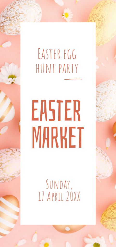 Easter Egg Hunt Announcement in Pink Flyer DIN Large Šablona návrhu