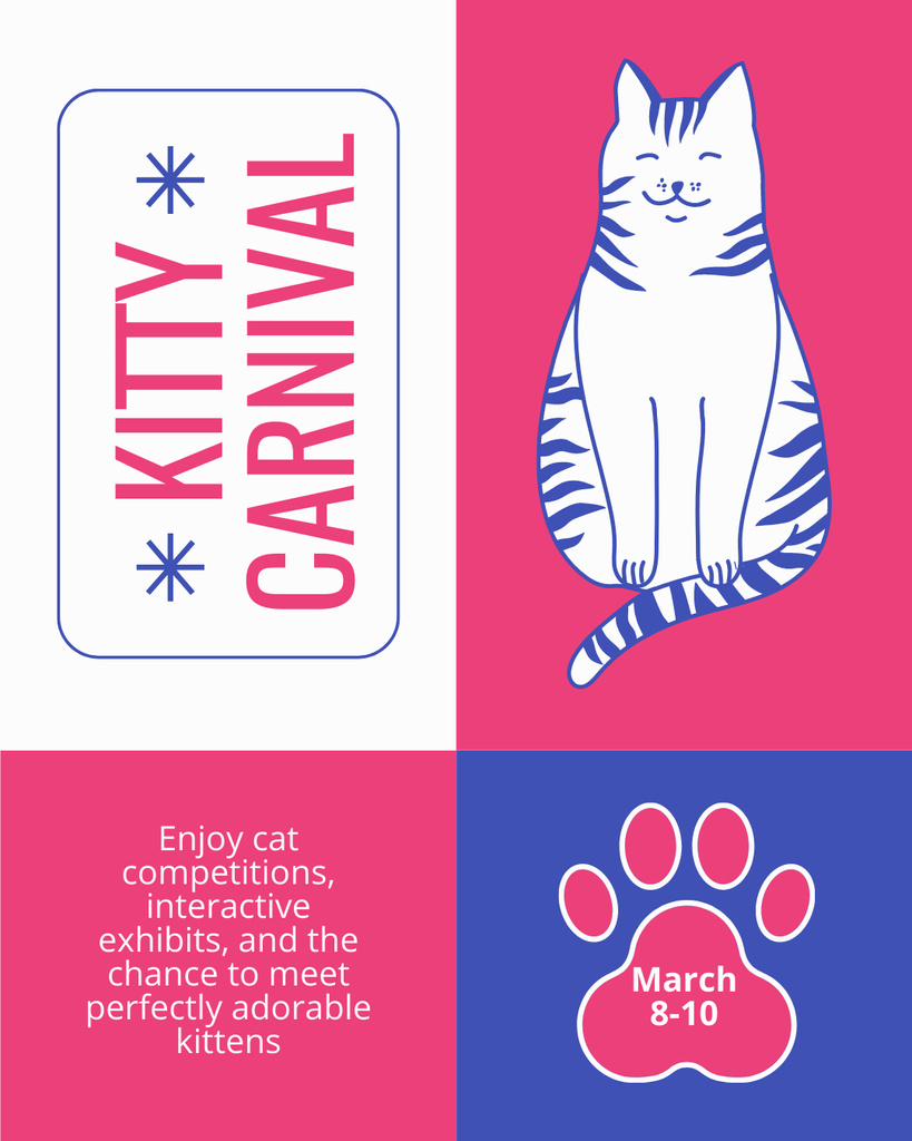 Joyous Kitty Carnival Announcement Instagram Post Vertical Šablona návrhu