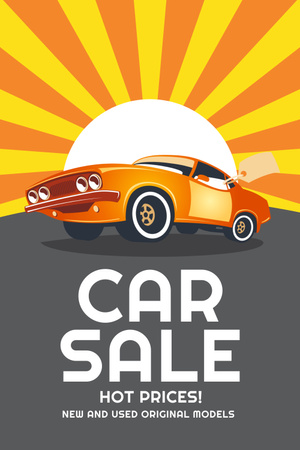 Car Sale Advertisement with Muscle Car in Orange Pinterest Šablona návrhu