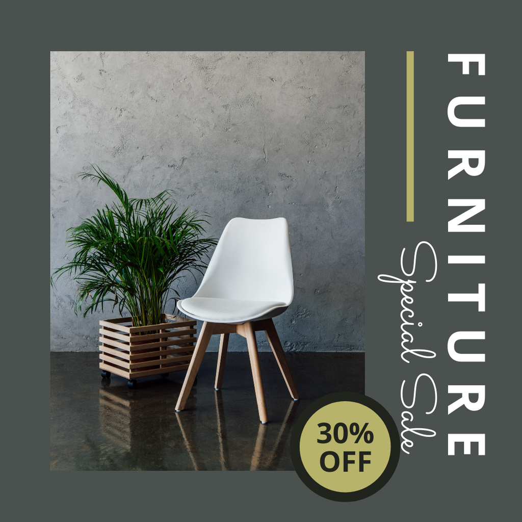 Simple Furniture Discount Offer with Chair And Plant Instagram Πρότυπο σχεδίασης