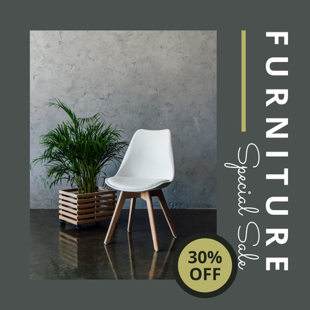Simple Furniture Discount Offer with Chair And Plant Instagram Design Template