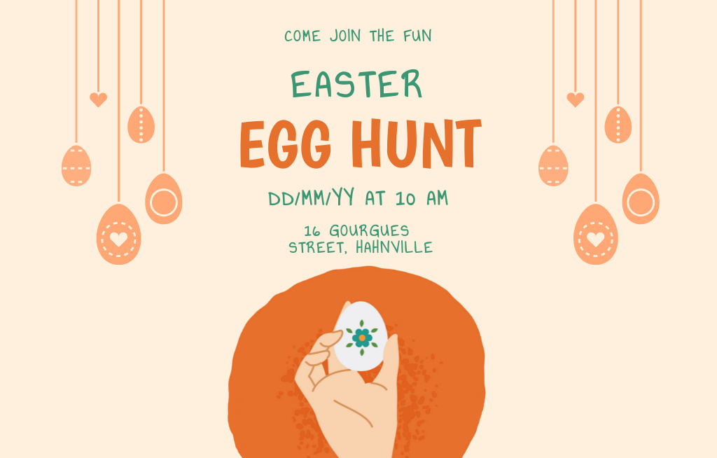 Modèle de visuel Easter Egg Hunt Announcement on Orange - Invitation 4.6x7.2in Horizontal