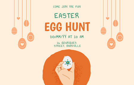 Easter Egg Hunt Announcement on Orange Invitation 4.6x7.2in Horizontal – шаблон для дизайна