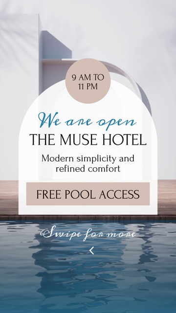 Modern Hotel Grand Opening With Free Pool Access TikTok Videoデザインテンプレート