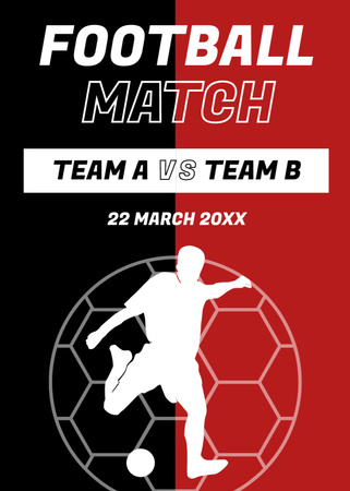 Football Match Announcement with Silhouettes of Player and Ball Flayer Design Template
