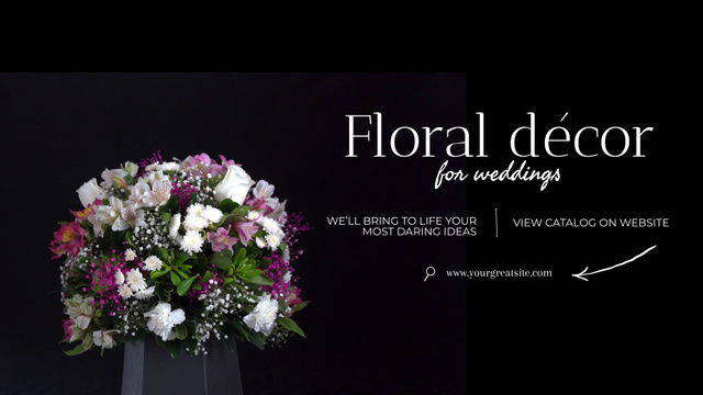 Floral Décor With Flowers In Bouquets For Weddings Full HD video Šablona návrhu