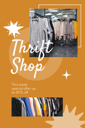 Pre-owned clothes store thrift shop Pinterest Design Template