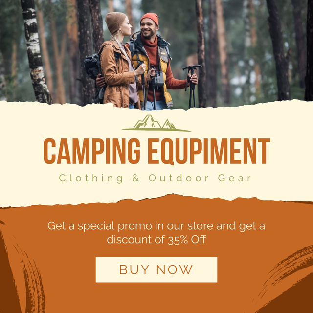 Camping Equipment Discount Offer Instagram ADデザインテンプレート