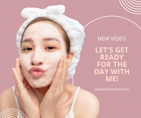 Plantilla de diseño de Anuncio de productos de belleza con promoción de mascarilla facial Facebook 