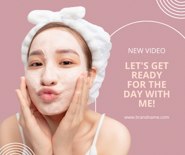 Beauty Products Ad With Facial Mask Promotion Facebook Šablona návrhu