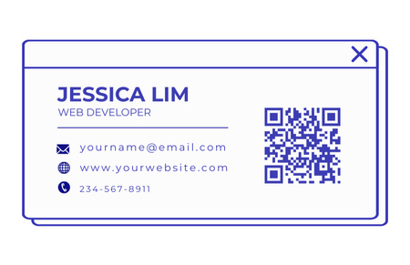 Szablon projektu Usługi programisty internetowego na Simple Blue i White Business Card 85x55mm