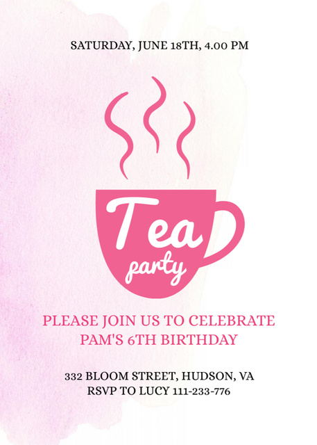 Announcement of a Cozy Tea Party Invitationデザインテンプレート