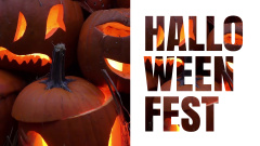 Halloween Festival Announcement With Jack-o'-lantern And Cauldron