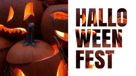 Modèle de visuel Annonce du festival d'Halloween avec citrouille-lanterne et chaudron - Full HD video