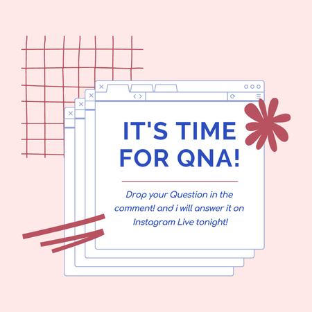 Karta pro kladení otázek v růžové barvě Instagram Šablona návrhu