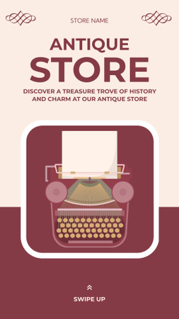 Modèle de visuel Offre de machine à écrire intemporelle dans l'offre d'un magasin d'antiquités - Instagram Story