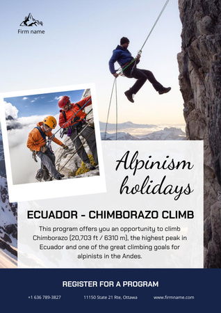 Climbers on Mountain Poster Design Template