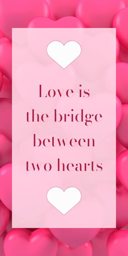 Quote about Love with Bunch of Pink Hearts Graphic Tasarım Şablonu
