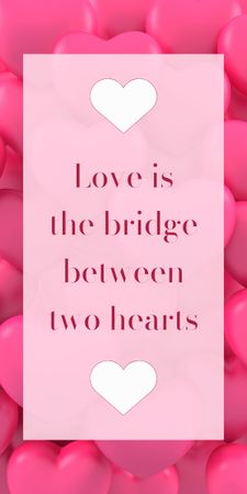 Idézet a szerelemről rózsaszín szívekkel Graphic tervezősablon