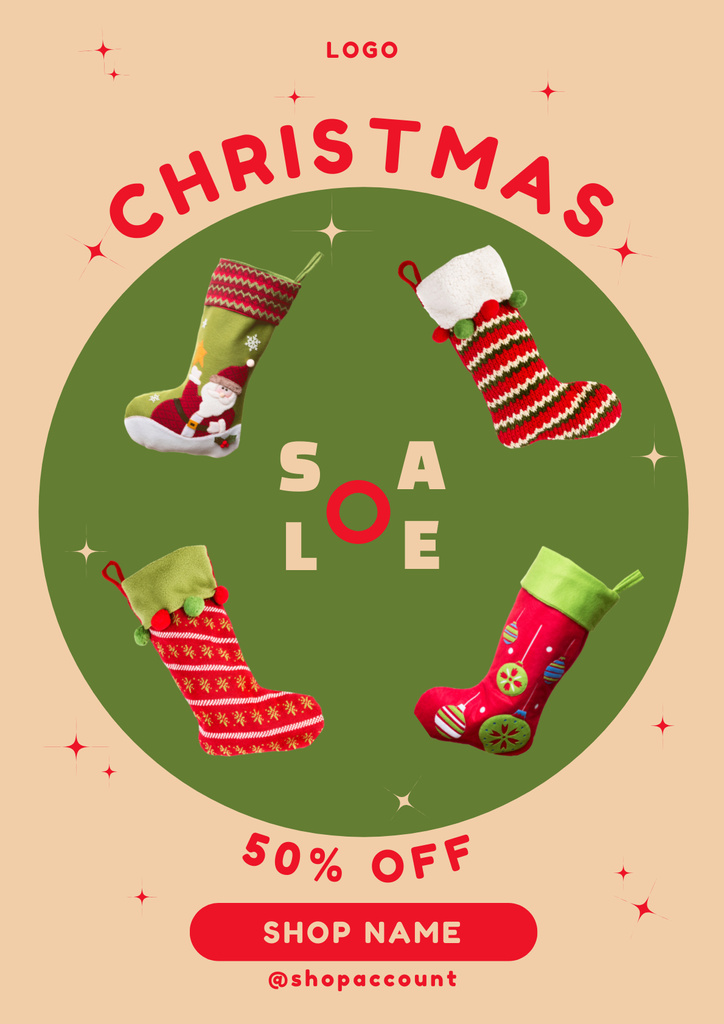 Christmas Gifts for Socks Poster Design Template
