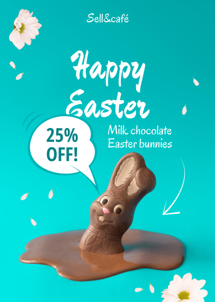 Ontwerpsjabloon van Flayer van Happy Easter Holiday Sale For Chocolate Bunny