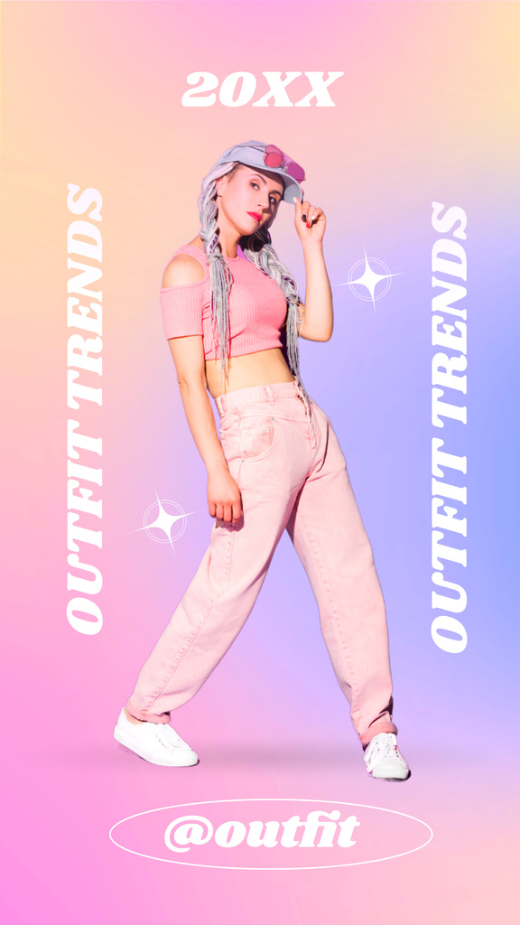 Woman in Bright Pink Outfit Instagram Story Design Template