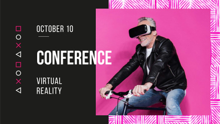 Conferência de realidade virtual com velho de óculos FB event cover Modelo de Design
