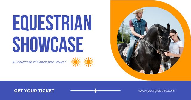 Imposing Equestrian Show Announcement Facebook AD Modelo de Design