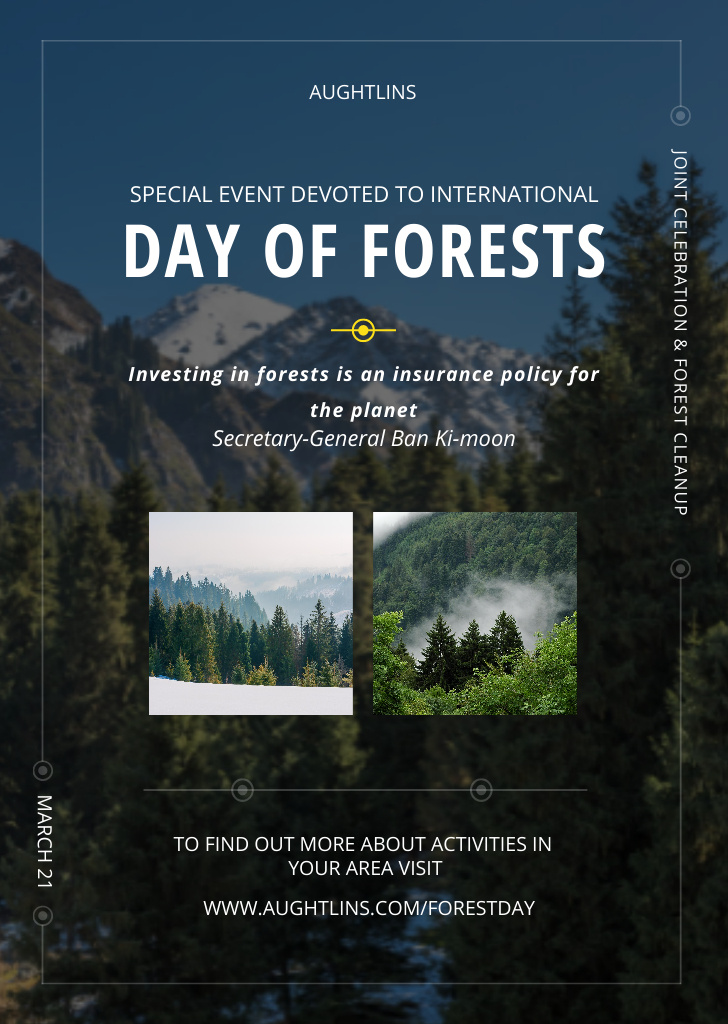 International Day of Forests Event with Trees in Mountains Flyer A6 Modelo de Design