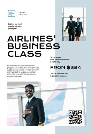 Business Class Airlines Ad Poster 28x40in Design Template