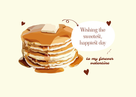 Platilla de diseño Yummy Pancakes Offer For Valentine's Day Postcard 5x7in
