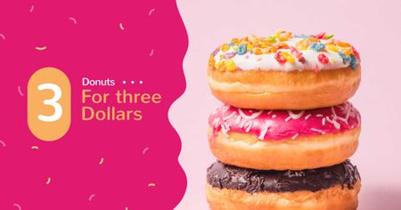 Ontwerpsjabloon van Facebook AD van Delicious glazed Donuts sale