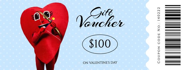 Template di design Valentine's Day Gift Voucher with Cute Heart Coupon