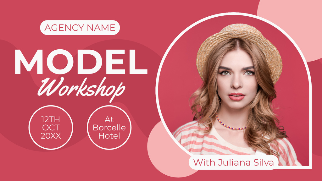 Modèle de visuel Announcement about Model Masterclass on Pink - FB event cover