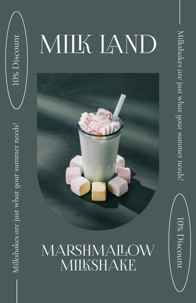 Offer of Sweet Marshmallow Milkshake Recipe Card – шаблон для дизайна