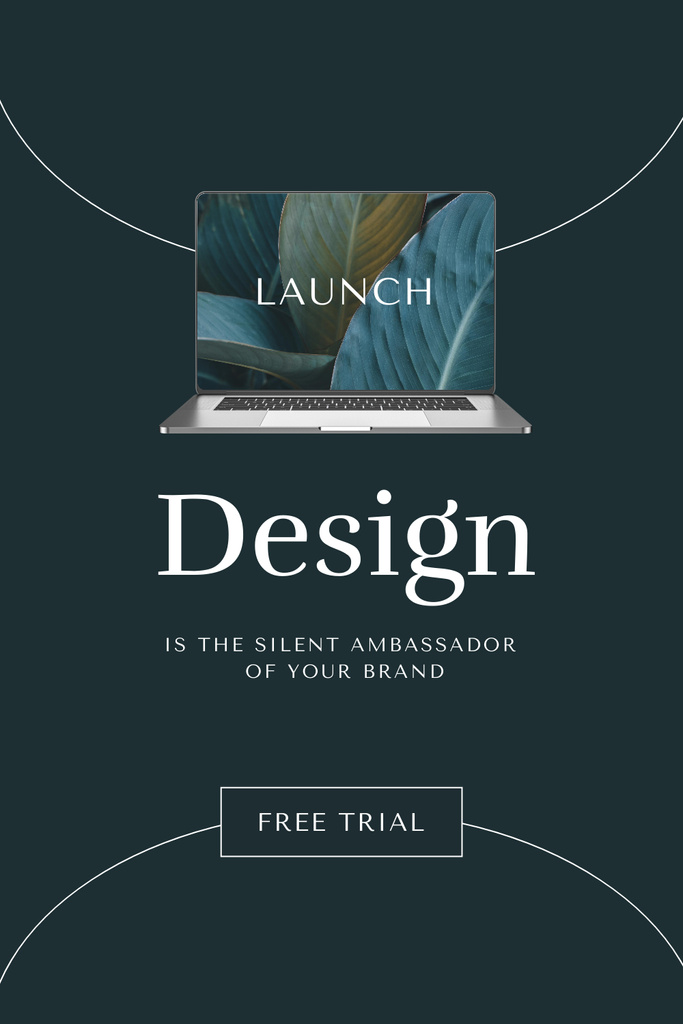 App Launch Announcement with Laptop Screen Pinterest Design Template