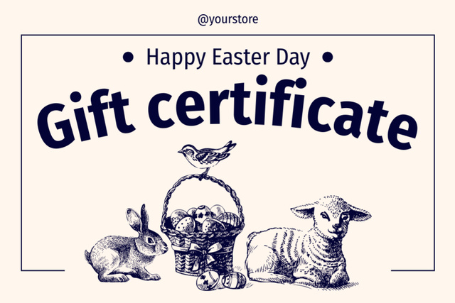 Happy Easter Day Announcement Gift Certificate Modelo de Design