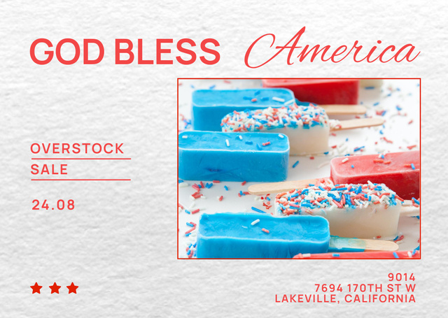 Plantilla de diseño de USA Independence Day Sale Announcement Postcard 