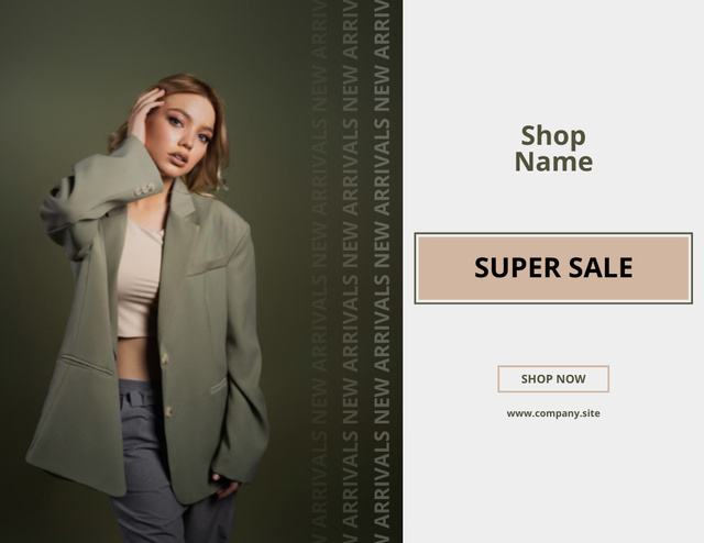 Fashion Collection Super Sale with Woman Flyer 8.5x11in Horizontal Design Template
