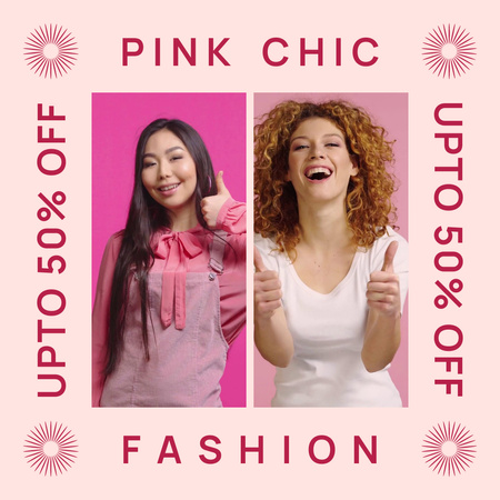 Chic Outfits From Pink Collection Sale Offer Animated Post Design Template