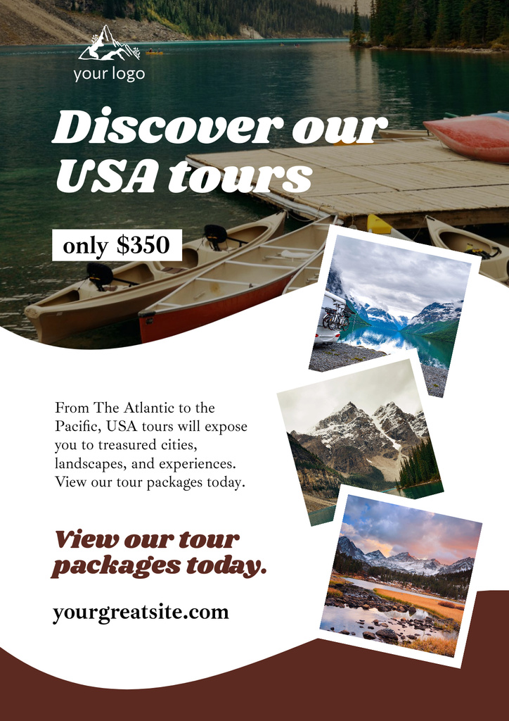 Template di design Advantageous Offer of USA Tours Poster