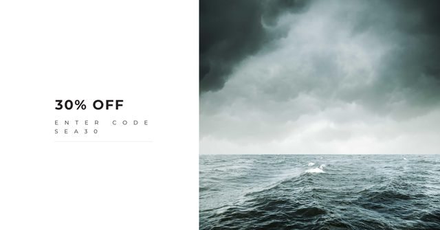 Modèle de visuel Sale Discount Offer with Stormy Ocean - Facebook AD