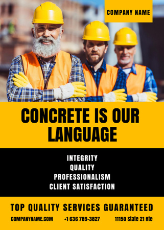 Construction Company Ad with Confident Builders Flayer Design Template