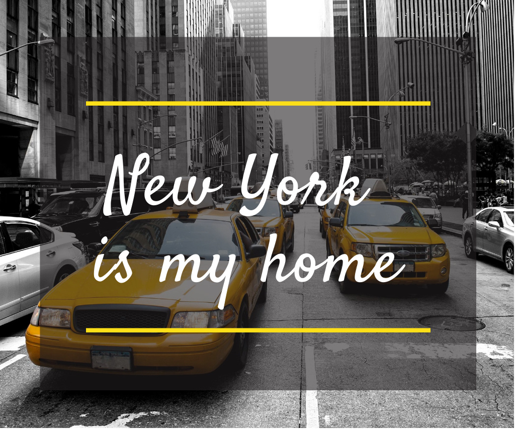 Taxi Cars in New York Large Rectangle Design Template
