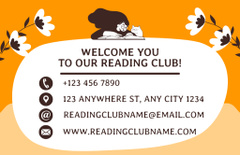 Reading Club Invitation with Cute Girl and Cat with Book